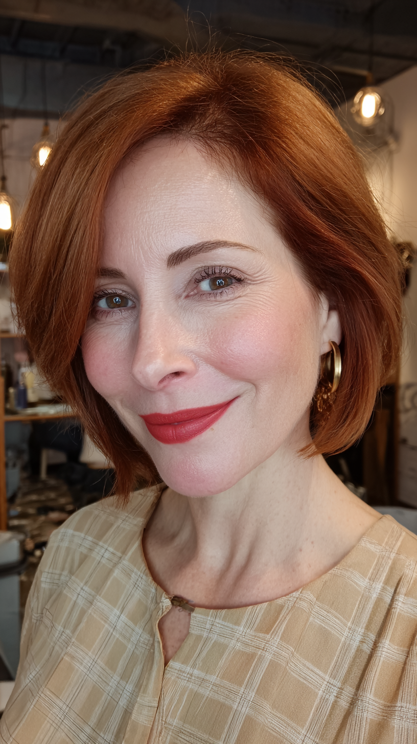 Vibrant Copper Bob with Soft Waves