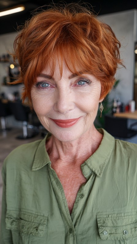 Vibrant Textured Short Crop with Soft Layers