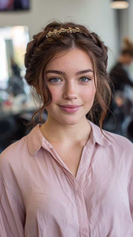 Charming Braided Updo with Delicate Face-Framing Strands