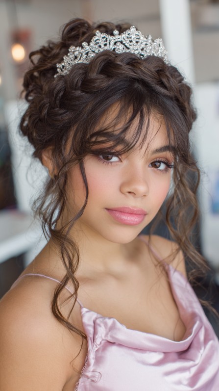 Charming Braided Updo with Face-Framing Tendrils