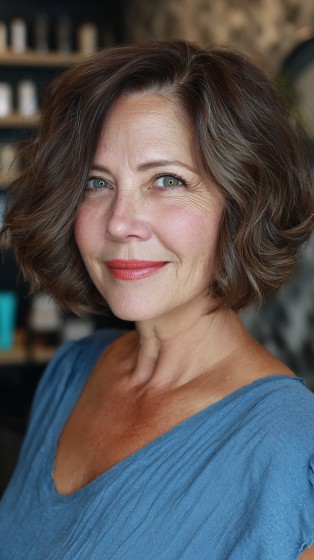 Charming Textured Bob with Soft Curls