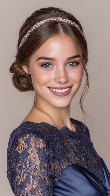 Chic Low Bun with Sparkling Headband