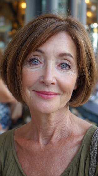 Chic Soft Brown Bob with Subtle Volume