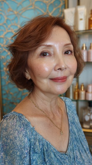 Chic Soft Curly Bob with Warm Highlights