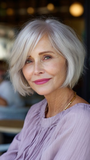 Chic Soft Silver Bob with Textured Layers