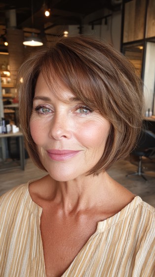 Chic Textured Bob with Soft Bangs