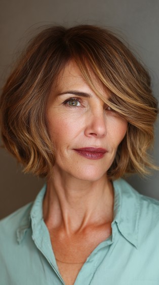 Chic Textured Bob with Soft Side Swept Layers