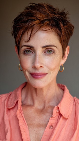 Chic Textured Copper Pixie Cut