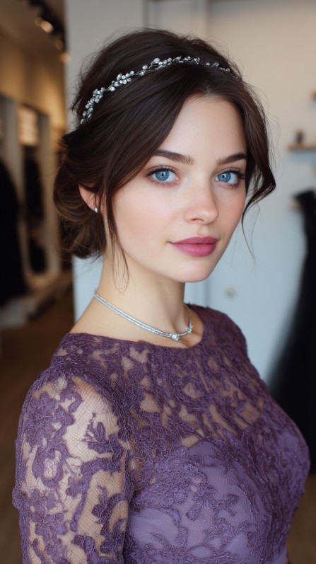 Chic Textured Low Bun with Delicate Hairpiece