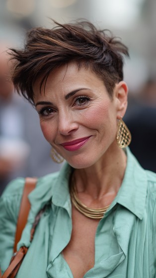 Chic Textured Short Pixie Cut with Bold Layers