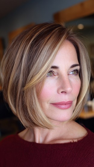 Elegant Blunt Cut with Subtle Highlights