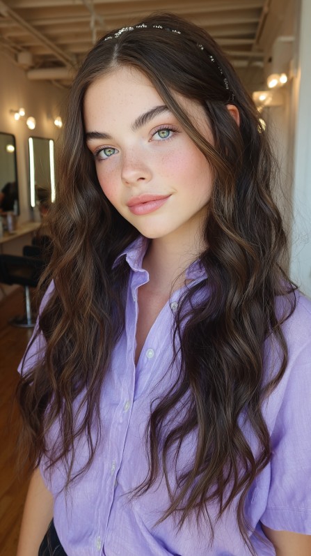 Elegant Soft Waves with Sparkling Hair Accessory