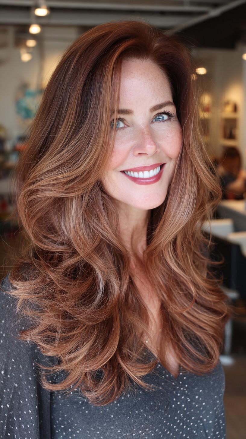 Luxurious Layered Rose Gold Tresses