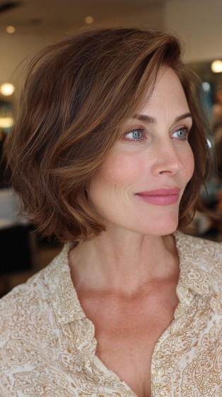 Modern Textured Bob with Soft Waves and Subtle Highlights