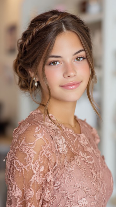 Romantic Textured Bun with Braided Accents