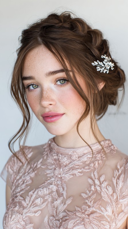 Romantic Textured High Bun with Delicate Twists