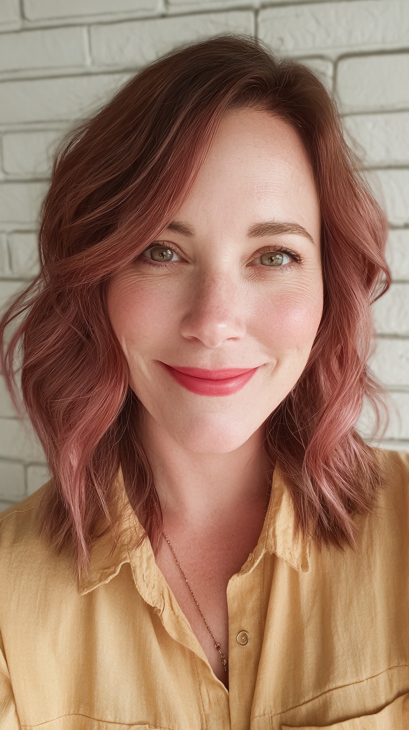 Soft Rose Gold Waves with Layered Texture