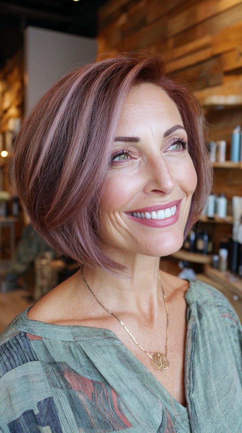 Stylish Textured Rose Gold Lob