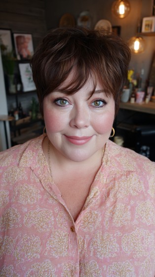 Textured Chocolate Pixie Cut with Soft Layers