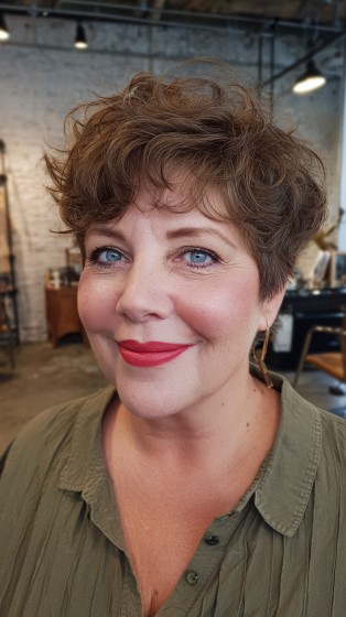 Textured Curly Pixie Cut with Volume