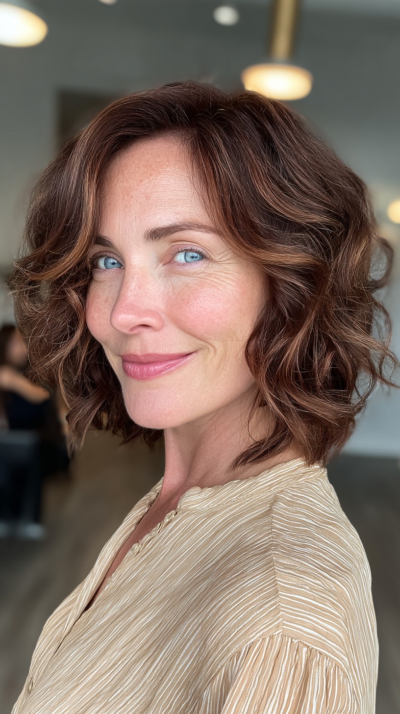 Textured Rose Gold Curls with Soft Volume