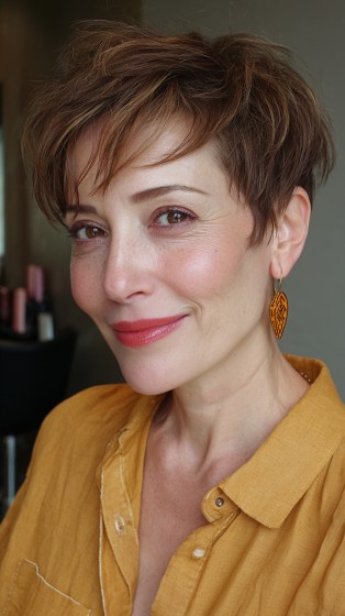 Textured Short Pixie Cut with Effortless Volume