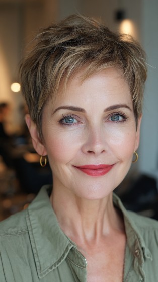 Textured Short Pixie Cut with Lively Layers