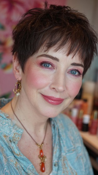 Textured Short Pixie Cut with Soft Fringe