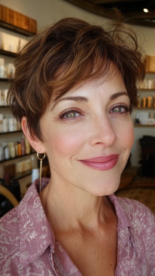 Textured Short Pixie Cut with Soft Volume