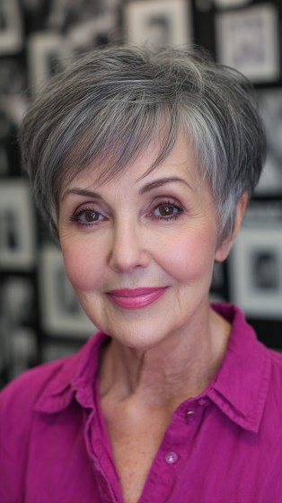 Textured Short Silver Cut with Soft Volume