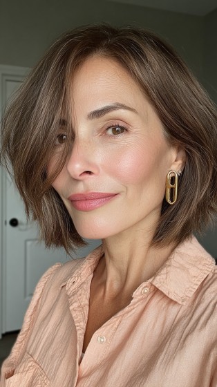 Textured Shoulder-Length Bob with Subtle Layers