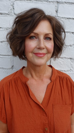 Textured Soft Bob with Lively Curls