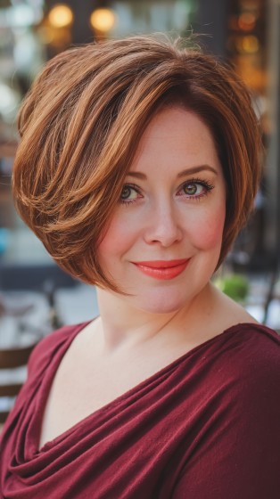 Warm Copper Stacked Bob with Soft Volume