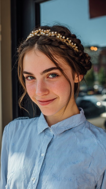 Whimsical Braided Crown with Soft Loose Strands