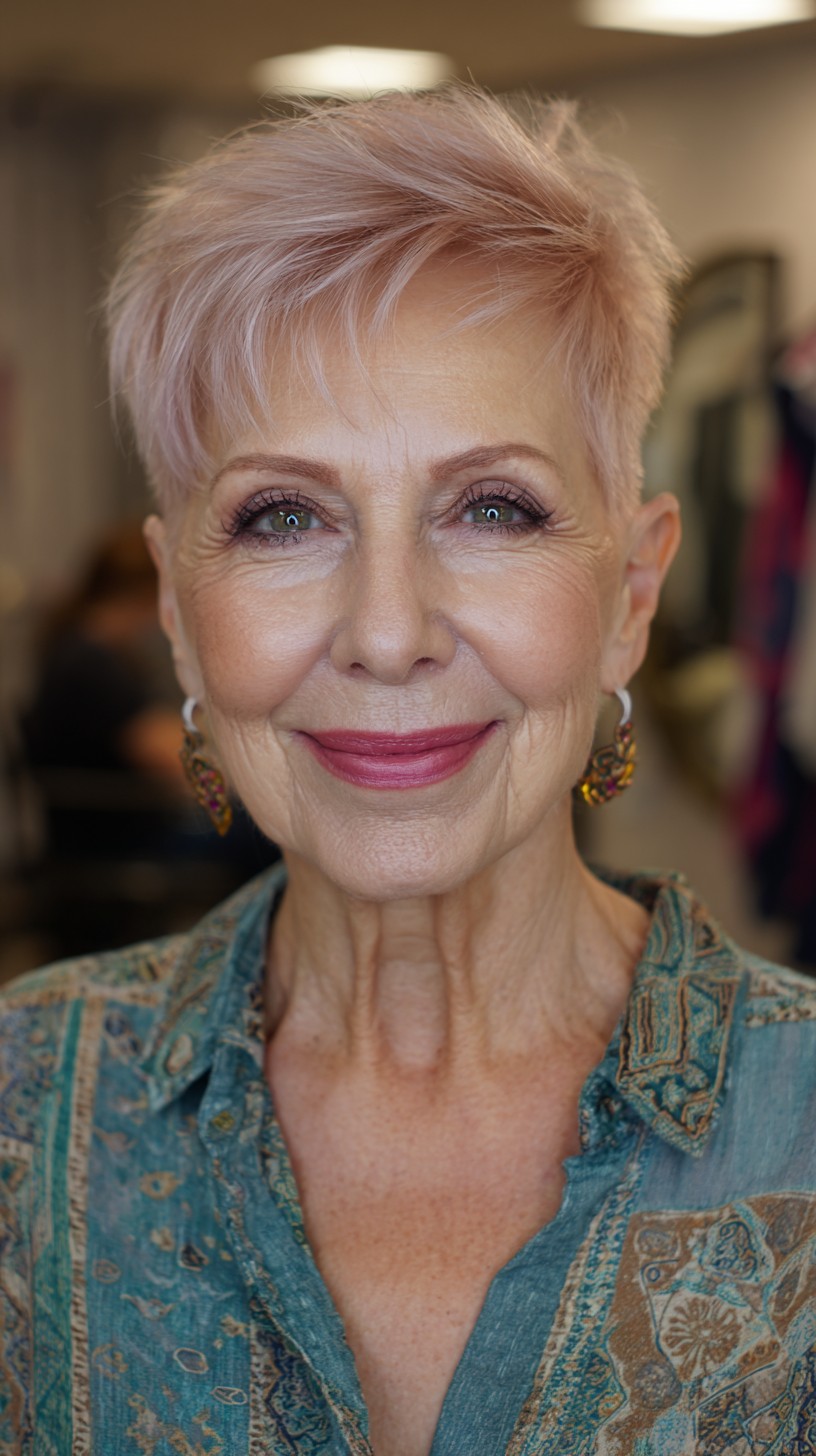 Chic Rose Gold Textured Pixie with Soft Volume