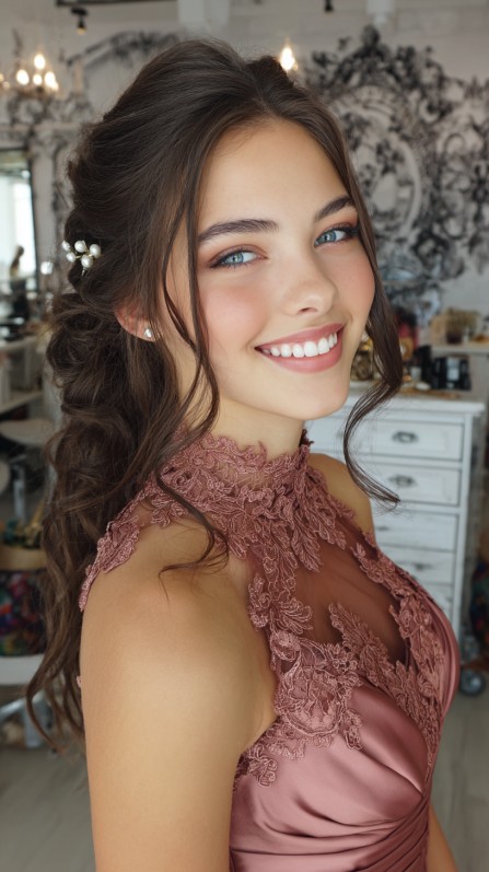 Beautiful Soft Waves with Elegant Side Braid