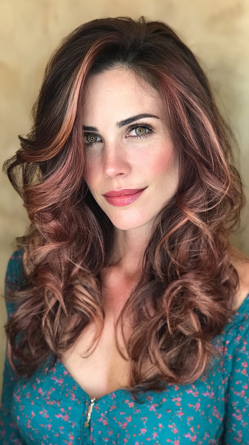 Beautifully Voluminous Rose Gold Curls