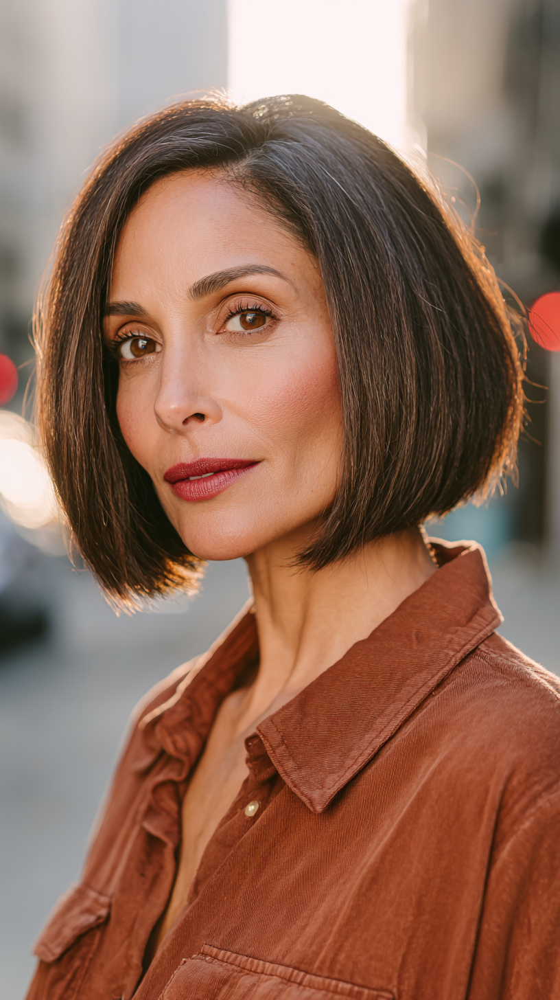 Bold Brunette Bob with Subtle Angles