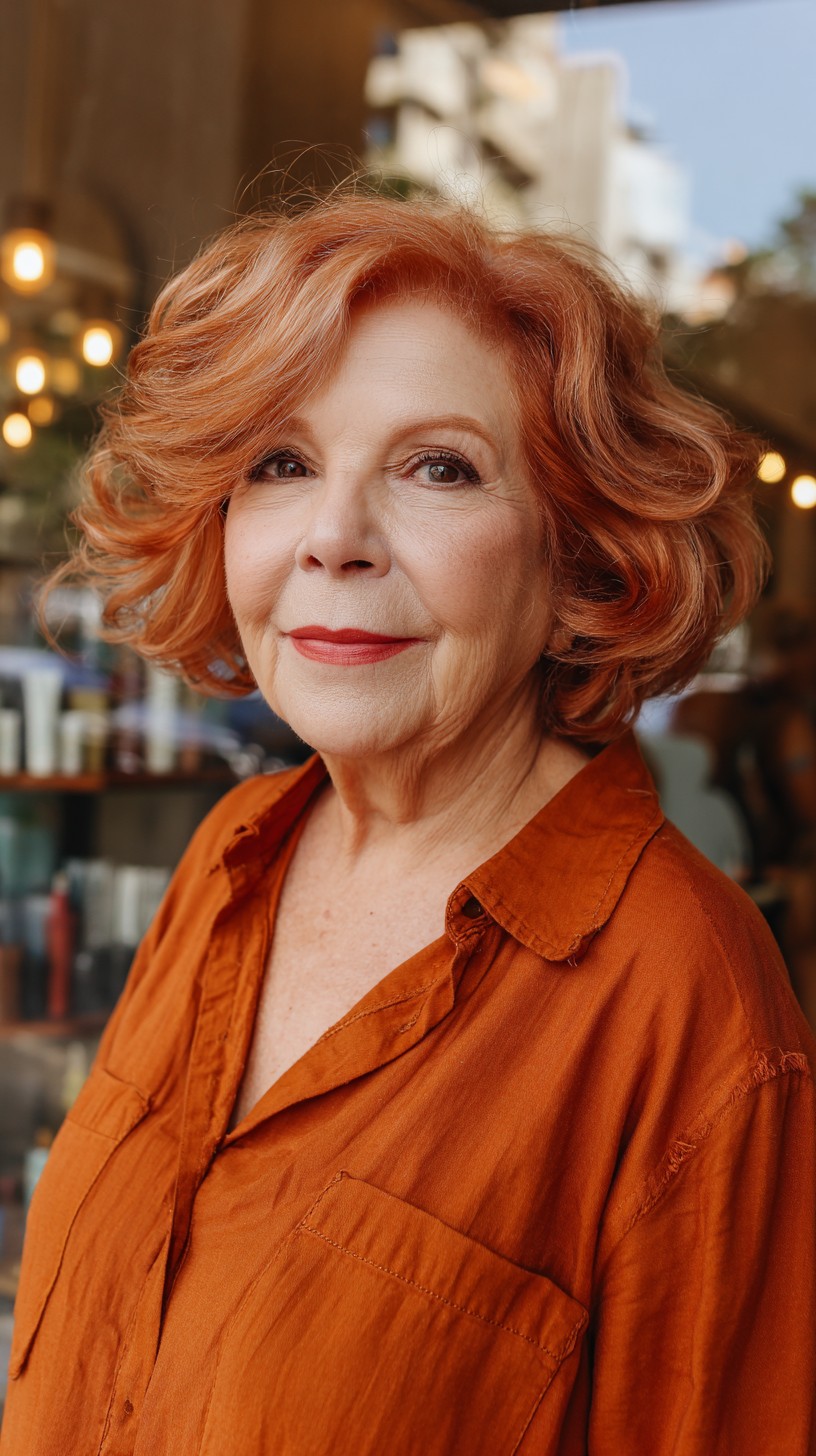 Charming Copper Rose Gold Bouncy Bob with Soft Curls