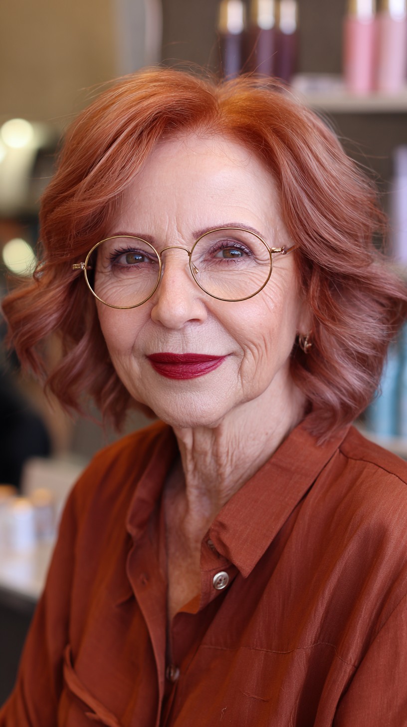 Charming Copper Rose Gold Soft Waves with Face-Framing Layers