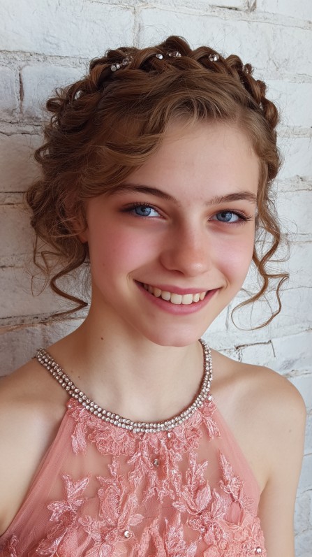 Charming Curly Crown with Twisted Braid Accents