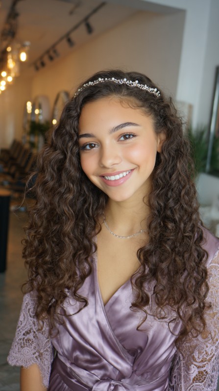 Charming Glossy Curls with Sparkling Headband