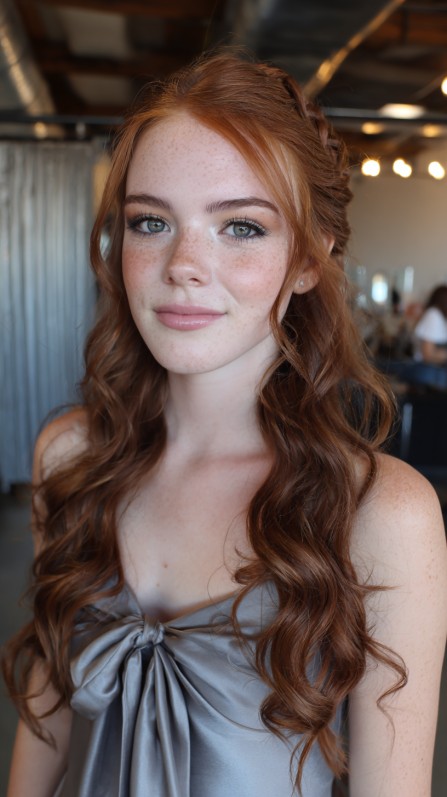 Charming Half Up Half Down Soft Curls with Accent Braid