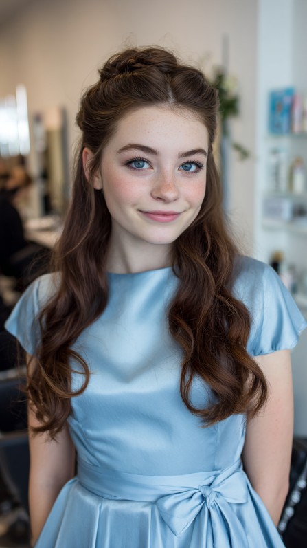 Charming Half-Up Loose Waves with Twisted Detail