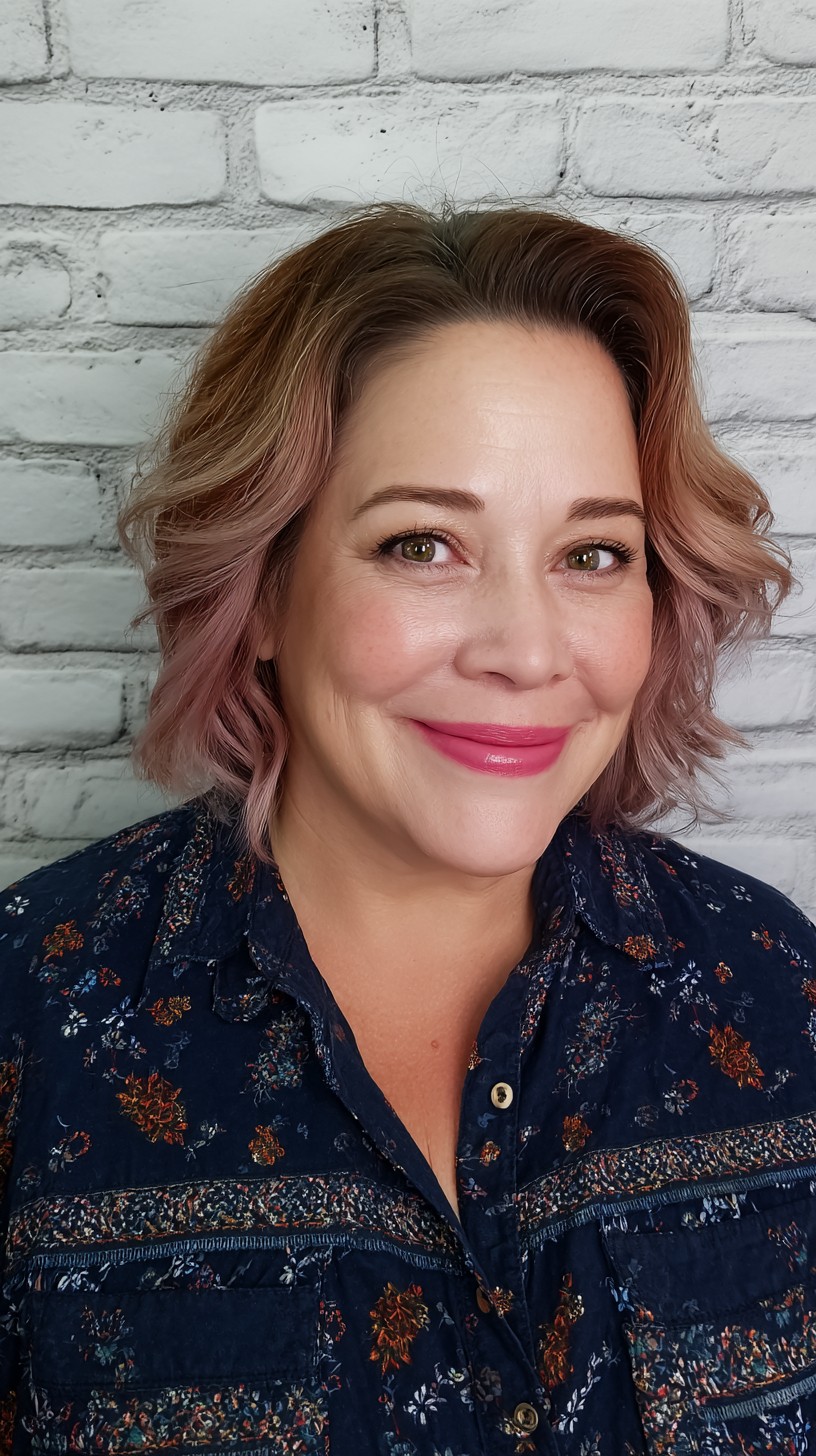 Charming Rose Gold Balayage with Soft Textured Layers