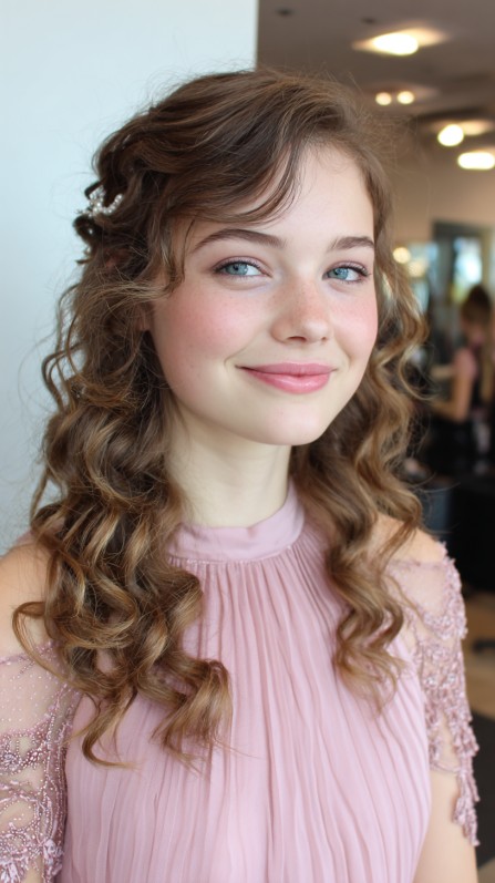Charming Soft Curls with Delicate Hair Accessories