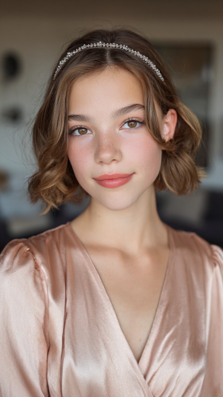 Charming Textured Bob with Delicate Headband Accents