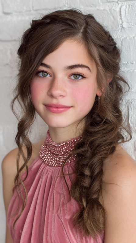 Charming Textured Side Braid with Soft Curls