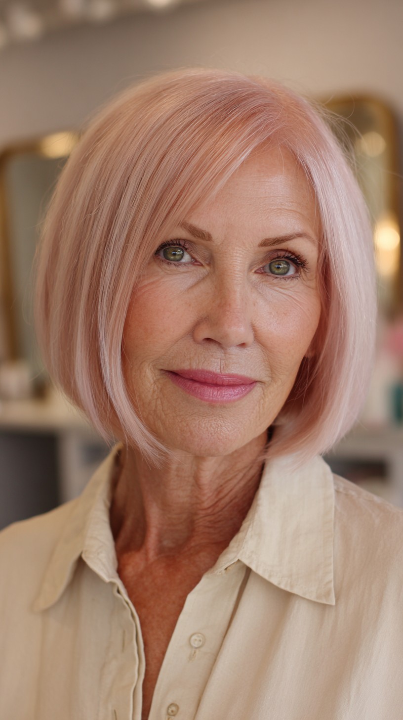 Chic Blunt Rose Gold Bob with Subtle Layers