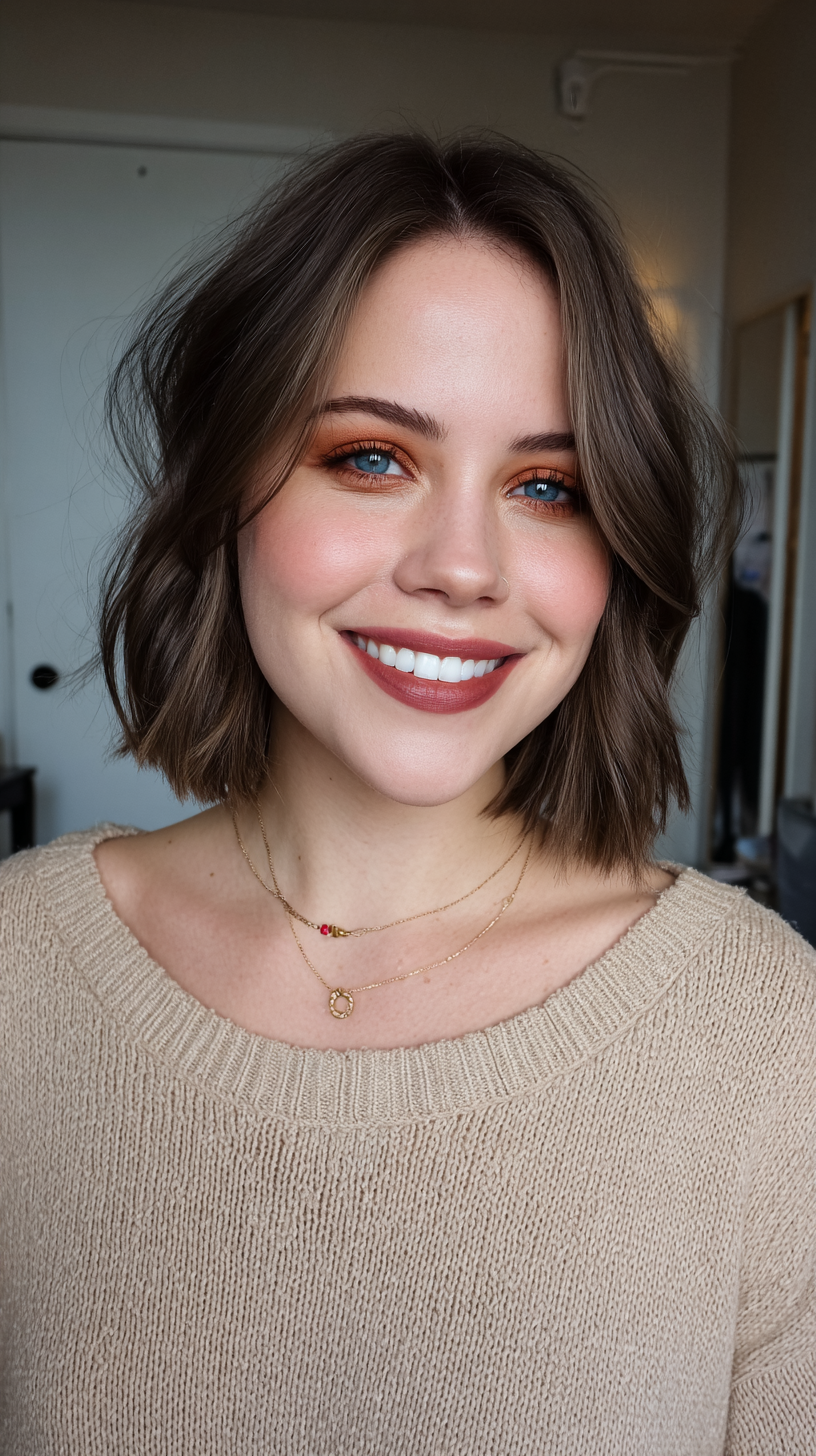 Chic Brunette Bob with Soft Layered Texture